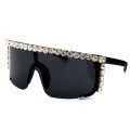 New Design Oversized Mirror Lenses  Women Rhinestone shades sunglasses womens vintage